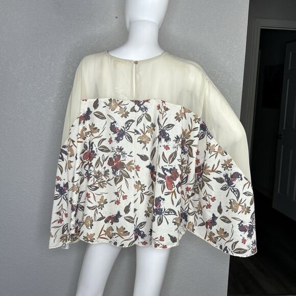 NWOT Oli & Hali Top Boho Floral Flowy Long Sleeve Oversized Size M - Picture 4 of 10